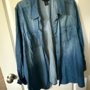 Lane Bryant Blue Denim Button-Up Shirt size 22/24